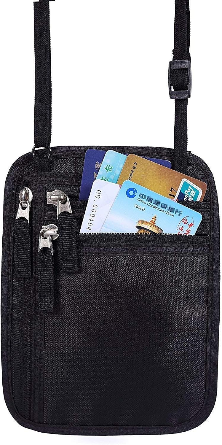 Fliyeong Neck Lanyard Wallet RFID Blocking Passport Holder Strap