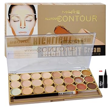 Adbeni Mars All Rpund Contour Bronze Highlight Cream Palette 70g Gift Pack Laperla Kajal, Skin Whitening Cream