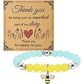 Gevody Thank You Teacher Gifts for Women Stretch Beads Bracelets Appreciation Gifts for Her Daycare Teacher Coworkers Boss Mentor Principal Nanny Beaded Bracelets Jewelry Christmas Retirement Present