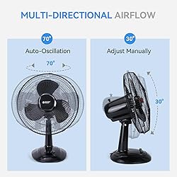 BEYOND BREEZE Oscillating Table Fan, 12” Blades