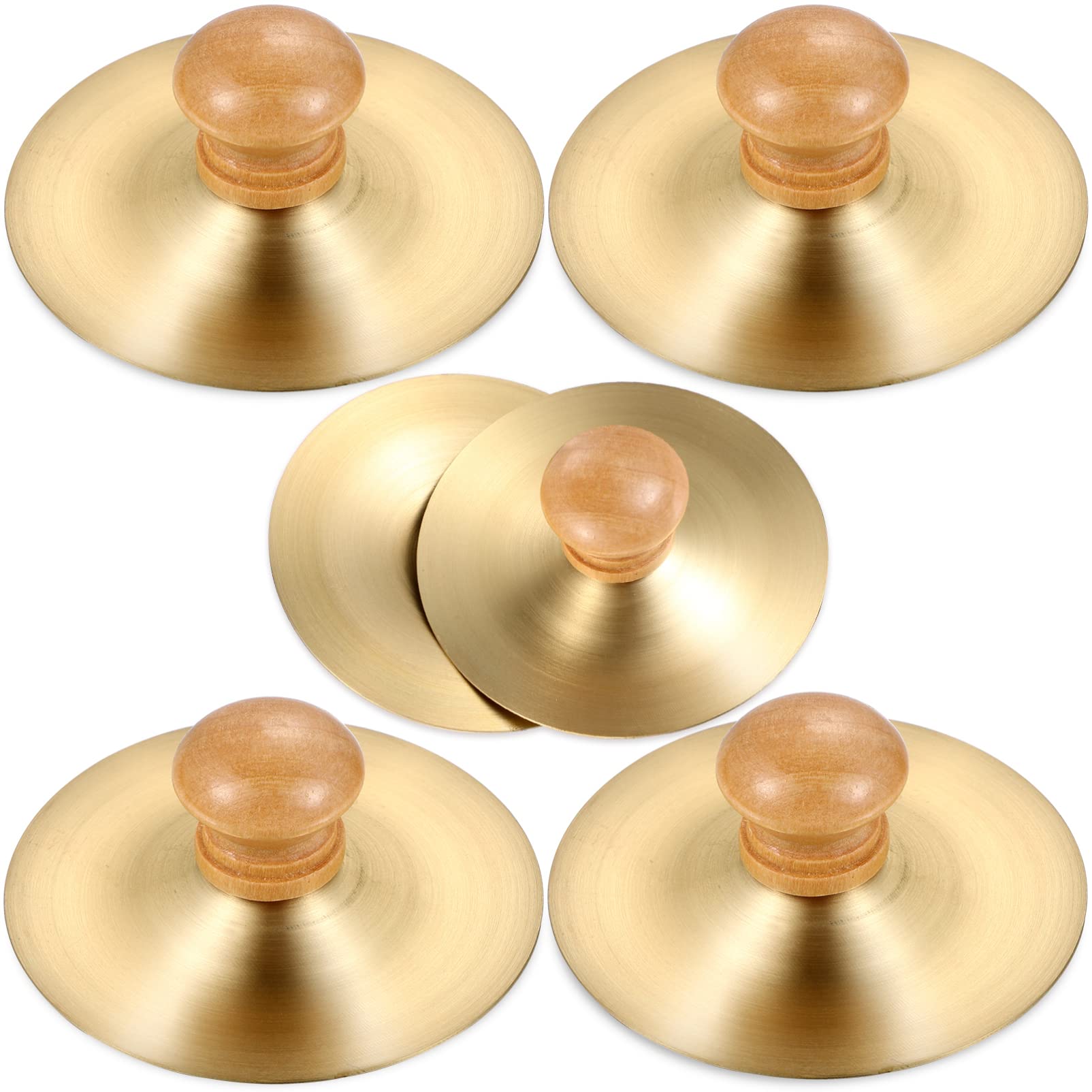 SUPVOX 2pairs Copper Finger Cymbals for Boy Girl Percussion Instrument Toys with Handles for Dance and Musical Rhythm Development