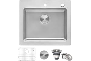 Ruvati 25 x 22 inch Drop-in Topmount Kitchen Sink 16 Gauge Stainless Steel Single Bowl - RVM5025