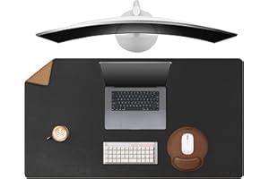 MAIDERN 40” x 24” Leather Desk Mat XL, Large Desk Pad, Reversible Cork & Leather Large Mouse pad for Desk, Waterproof Computer Desk Mat for Gaming Home Office (Black) …