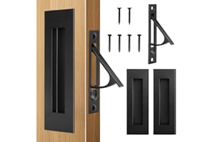 HBL' Pocket Door Hardware Set – 2 Recessed Flush Finger Pulls & 1 Edge Pull, Made of 304 Stainless Steel, Template Included, 