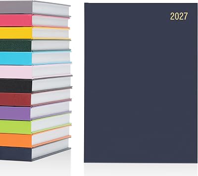evelay 2027 Diary A4 A5 Page a Day Hardback Navy 70gsm Paper Ribbon Marker