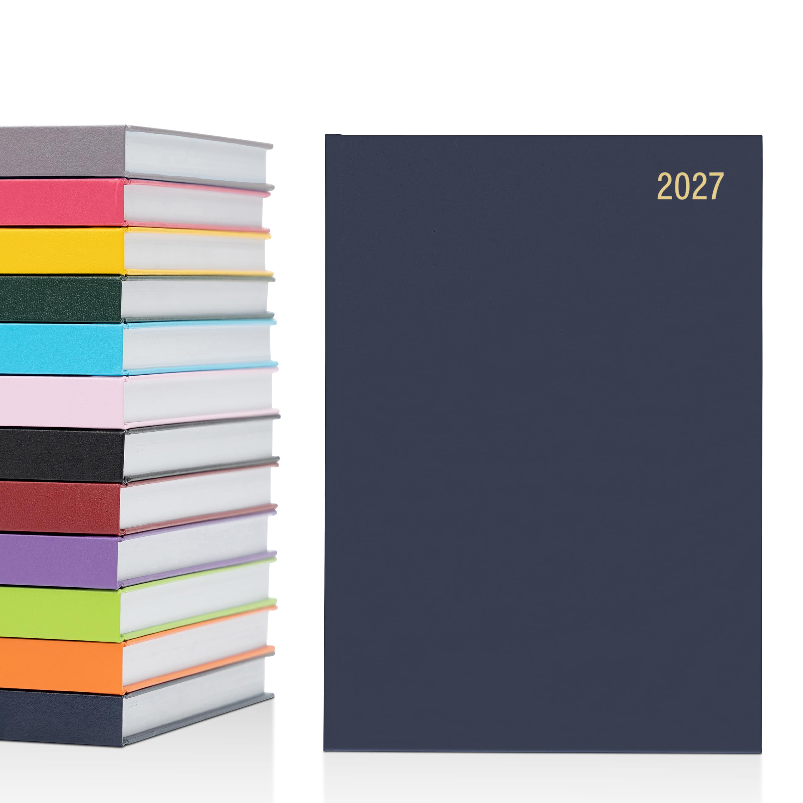 evelay 2027 Diary A4 A5 Page a Day - Hardback Planner Organiser Journal with 70gsm Paper & Ribbon Marker - Ideal for Work, School & Personal Planning (A5, Navy)