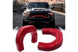 YINNIANETS Custom Tow Hook Covers Compatible with 2019-2025 RAM 1500 Accessories (Not Fits for Ram 1500 Classic, Warlock, Ram 2500, Ram 3500) - Tow Hitch Covers Upgrade Design, Silicone Rubber (RED)