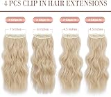 Fine Plus Clip In Hair Extensions 20 Inch Bleach Blonde Wavy 4Pcs Weft view 3
