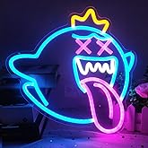 King Boo Neon Sign Ghost Led Neon Light with Dimmable Switch Gaming Neon Sign for Kids Game Room Man Cave Birthday Halloween Decor Christmas Gift