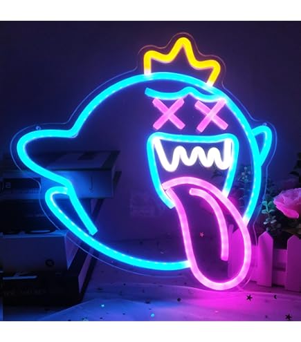 HFHungkeong Ghost Neon Sign LED Halloween Spooky Neon Light With Dimmable Switch And Hanging Chain,Halloween Desktop Fireplace Wall Decor Art Lights Gifts For Kids Friends Bedroom(Green