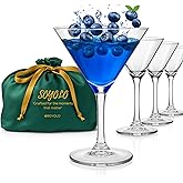 SOYOLO - Unbreakable Acrylic Plastic Martini Glasses (Set of 4, 10 oz) with Elegant Gift Bag, Shatterproof Reusable Cocktail Glasses Cups, BPA-Free Clear Outdoor Drinkware for Party, Poolside, Bar