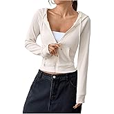 SHENHE Women's Crop Top Hoodie Y2k Zip Up Ribbed Knit Lightweight Workout Hooded Sweatshirt Jacket