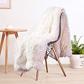 LOCHAS Super Soft Shaggy Faux Fur Throw Blanket, Plush Fuzzy Sherpa Throw Blanket for Couch, Cozy Fluffy Cream White Blankets for Bed Chair Sofa, 50'' x 60''