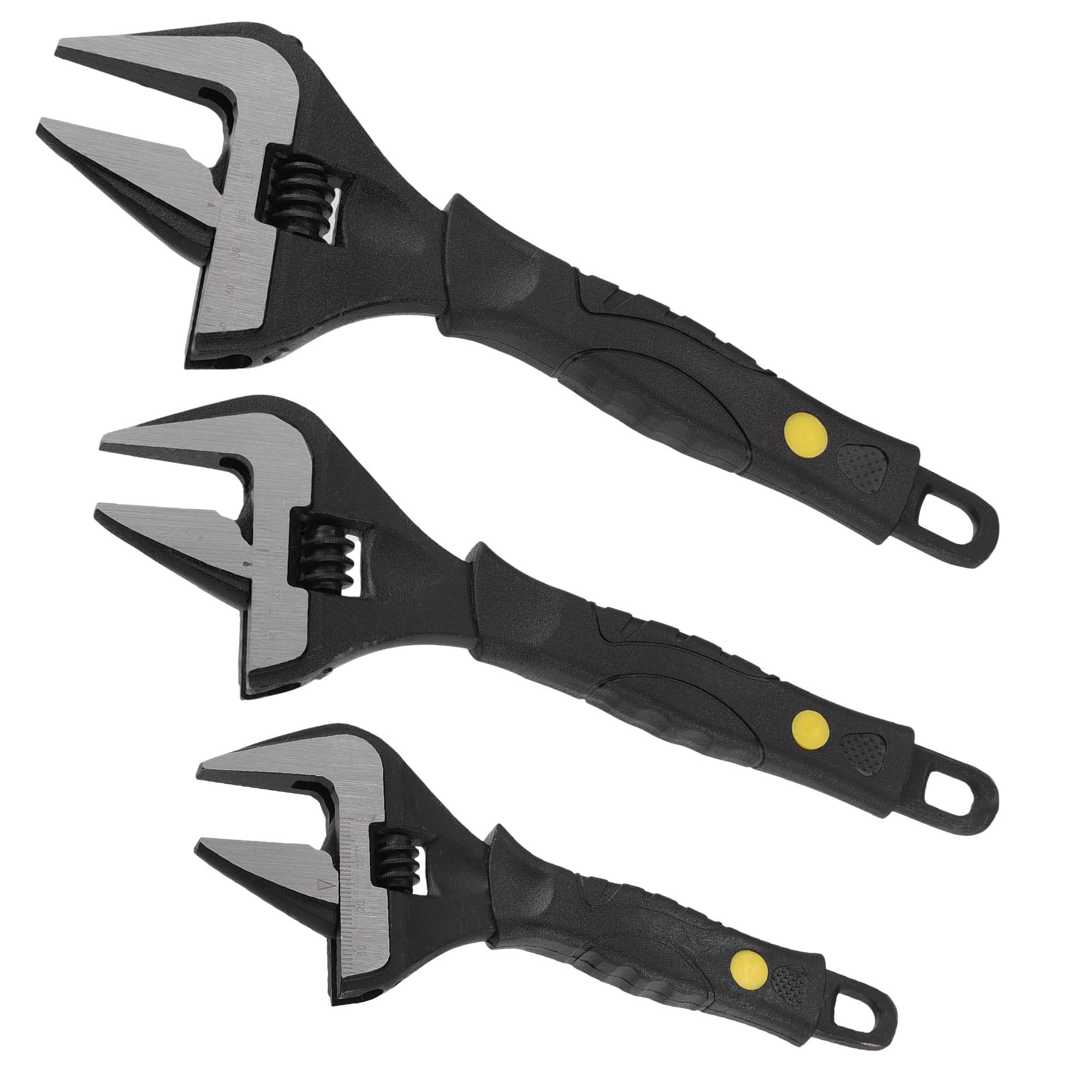 Motoforti Adjustable Spanner Wrench Tool Set, 6" 8" and 10" Size, Steel, Black