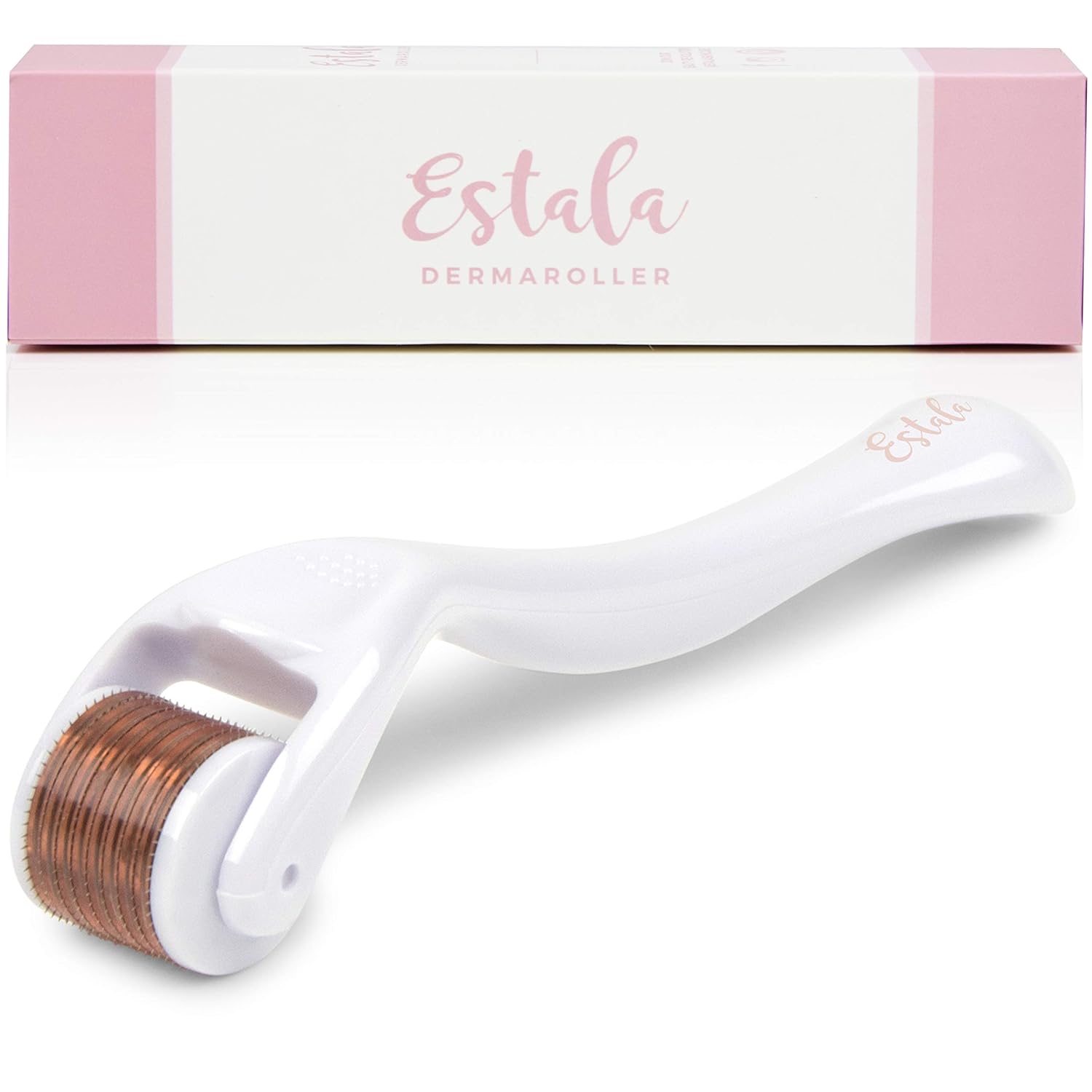 Estala Derma Roller Cosmetic Microneedling Kit for Face, 540 Titanium Microneedle Roller - 0.25mm Microdermabrasion Device - Includes Free Storage Case & Ebook (White): Beauty