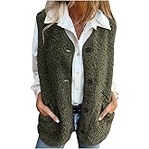GORGLITTER Women's Fuzzy Sleeveless Cardigan Vest Sherpa Button Down Fleece Fall Jacket Winter Warm Old Money Outerwear
