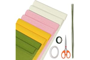 Glarks 8pcs 4 Colors Wide Crepe Papers Rolls Kit for DIY Flower Making, Include 8 Rolls 9.84in x 8.2ft Crepe Paper Sheets, 30