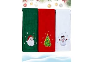 Large Size Christmas Hand Towel 72cm x 35cm, 3 Packs Christmas Bathroom Towels, 100% Cotton Soft Absorbent Face Towel Christm