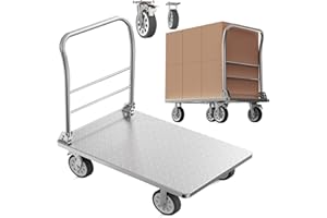 Flatbed Cart with Wheels,Platform Truck,2200lbs Steel Heavy Duty Foldable Flat Cart Dolly,36 x 24in Large Moving Hand Trucks 