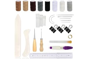 AQSXO 35 Pieces Bookbinding Kit Starter Tools Set for DIY Bookbinding Crafts and Sewing Supplies.