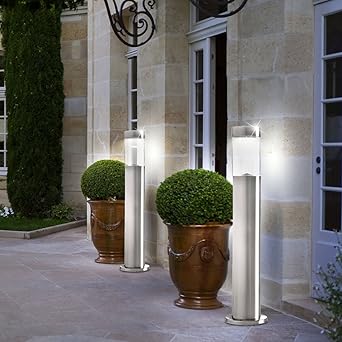 2er Set Led Sockel Lampen Solar Steh Leuchten Garten Weg Edelstahl Lampen Terrassen Beleuchtung Ip44 Amazon De Beleuchtung