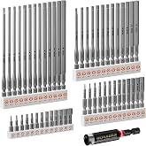 Geinxurn 53Pieces Fixedge Screwdriver Bit Set,1"/2"/4"/6" Mixed Hex Magnetic Alloy Steel Insert Power Bits Tips with Impact Bit Holder Stored in Storage Organizer for Home Repair