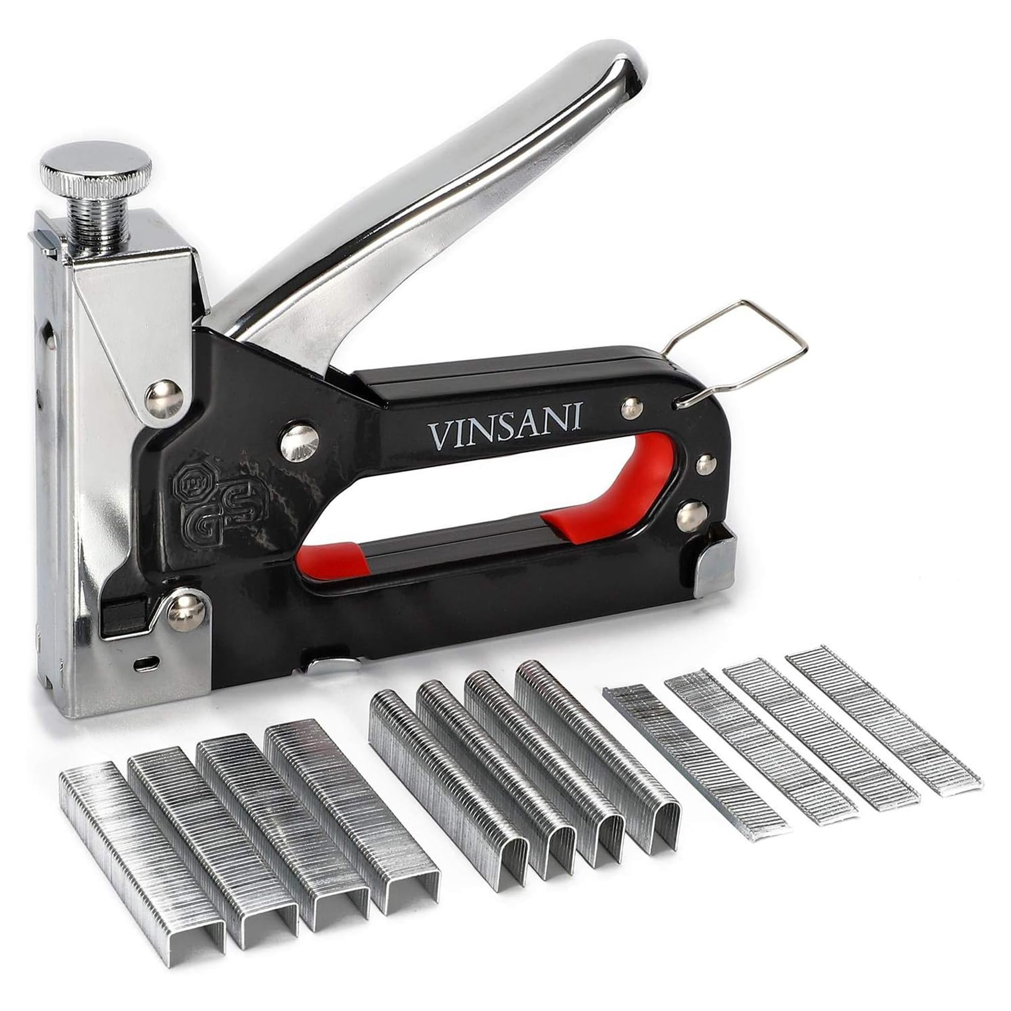 Vinsani 3 in 1 Heavy Duty Staple Kit for Upholstery Industrial Grade Stainless Steel Metal Stapler 3 Way Tacker Gun with 200 Pcs D-Staples, 200 Pcs U-Staples, 200 Pcs T-Nails - Silver
