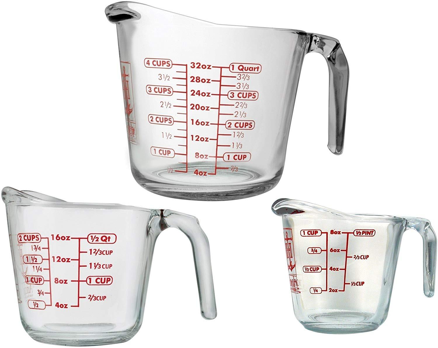 5/mo Finance Pyrex Glass Measuring Cup Set (3Piece, Microwave and