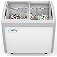 KoolMore - MCF-9C Commercial Ice Cream Freezer Display Case, Glass Top Chest Freezer with 3 Storage Baskets and Sliding Lid, Large 9 cu. ft. Capacity, White