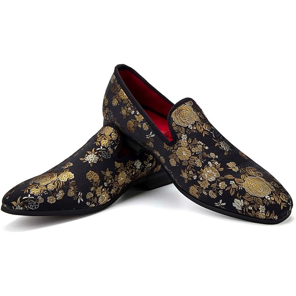 Amazon.com | FERUCCI Men Black Gold Sequins Slippers Loafers  display picture 2