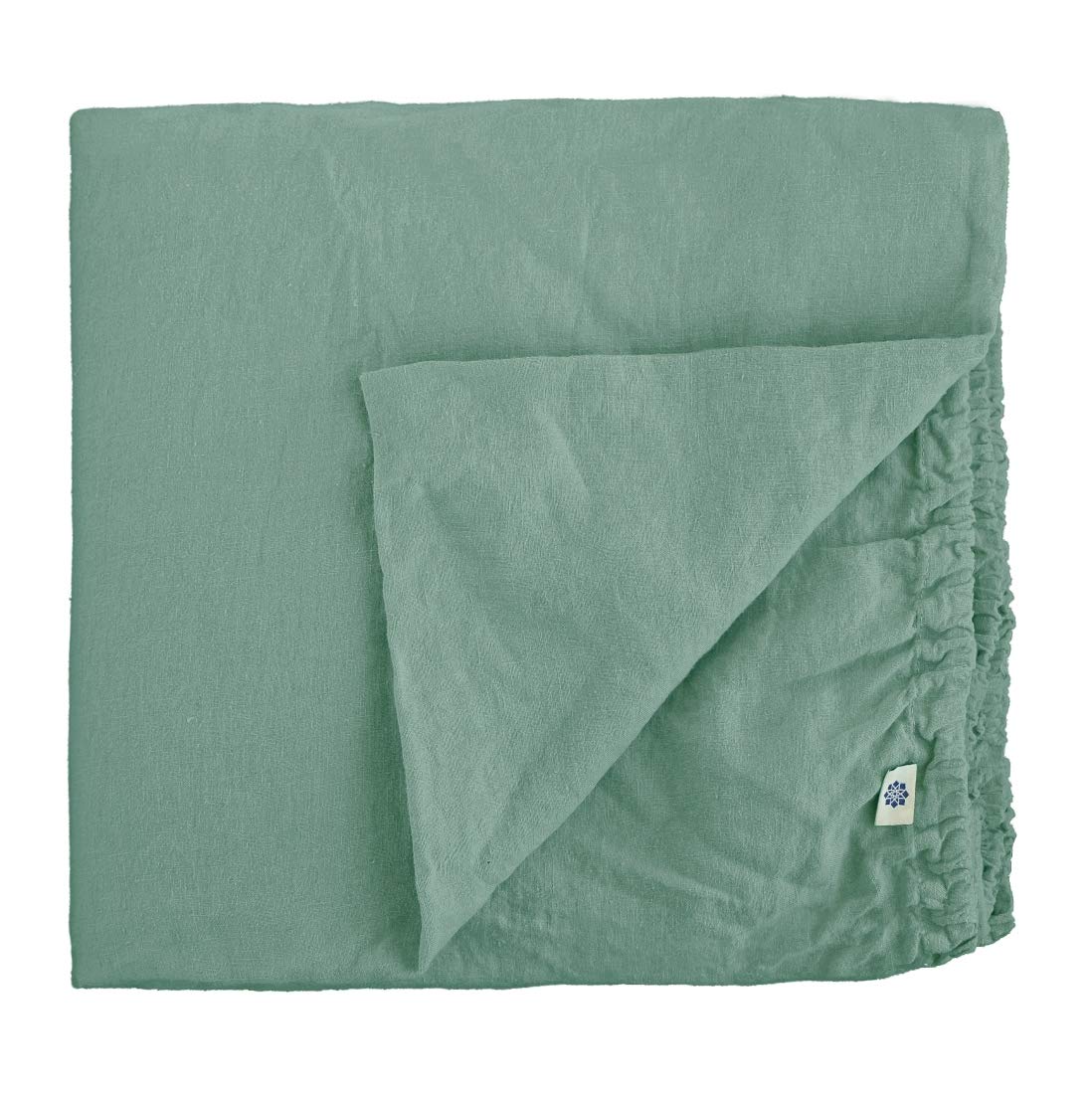 Linen & Cotton Extra Soft Fitted Bed Sheet ALICIA, 100% Stonewashed Linen - SINGLE 90 x 190cm (36''x 76''), Mint Green