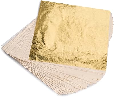 KraftiSky Gold Leaf Sheets 100 x 14x14 cm Gold Foil for Nail Art DIY