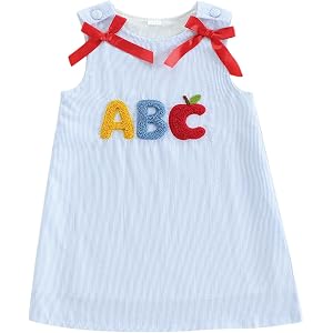 Yuufuniy Baby Girl Back to School Outfit Toddler Summer Tank Dress Clothes | Little Girls Sleeveless Round Neck Letter Embroi