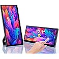 12.1'' Portable Monitor Touchscreen, FHD IPS Touch Screen, Portable Monitor Plug&Play, Travel Monitor with Kickstand & Speaker, HDMI USB C External Monitor for Laptop Phone Computer Switch PS5, VESA