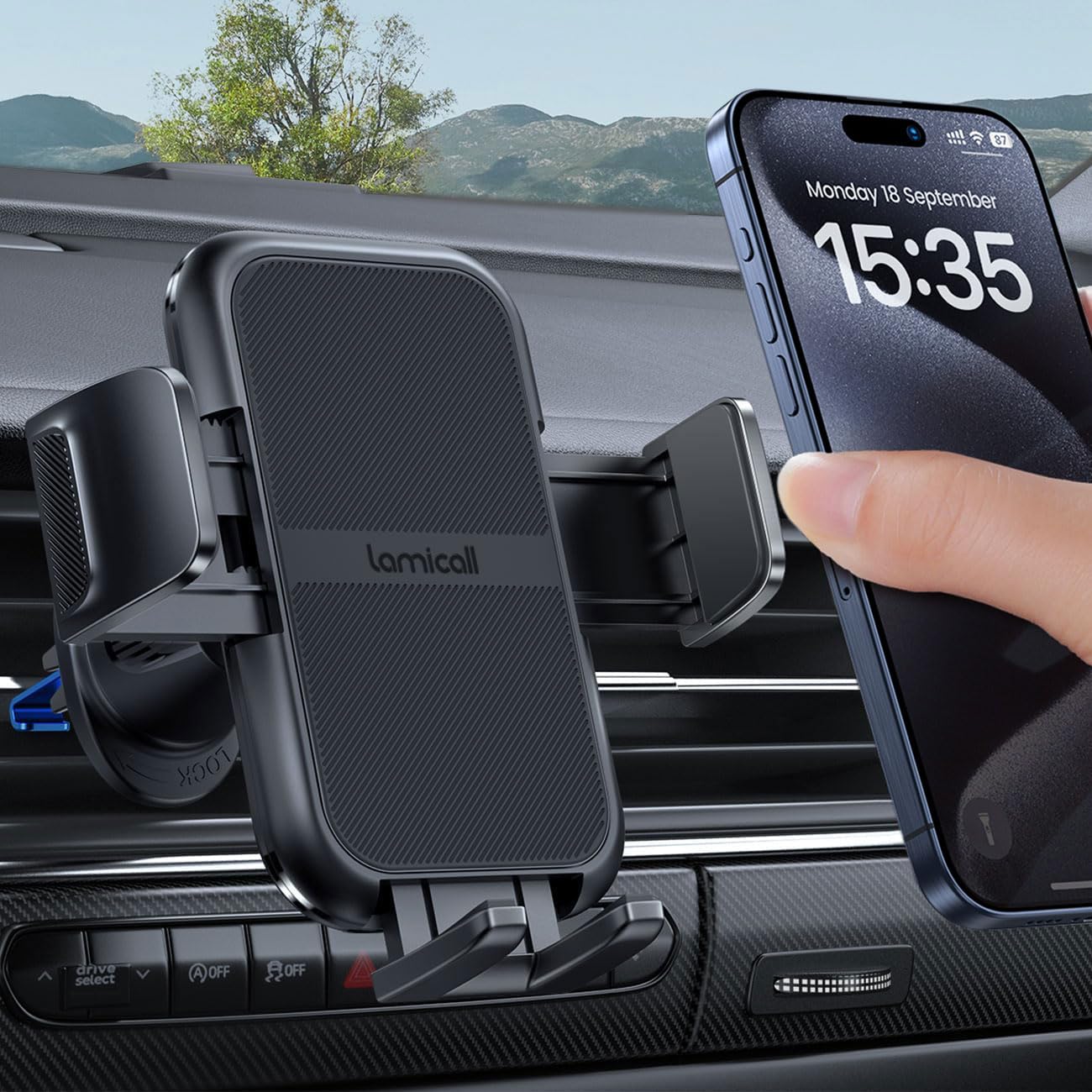 Photo 1 of Lamicall 2025 Wider Clamp & Metal Hook Car Phone Holder Vent [Thick Cases Friendly] Phone Holders for Your Car Mount Automobile Hands Free Cradle Air Vent for iPhone 16 15 14 13 Pro Max Smartphone