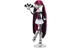 Monster High Reel Drama Doll, Draculaura en noir et blanc, reproduction de collection avec poster taille poupée et grandeur n