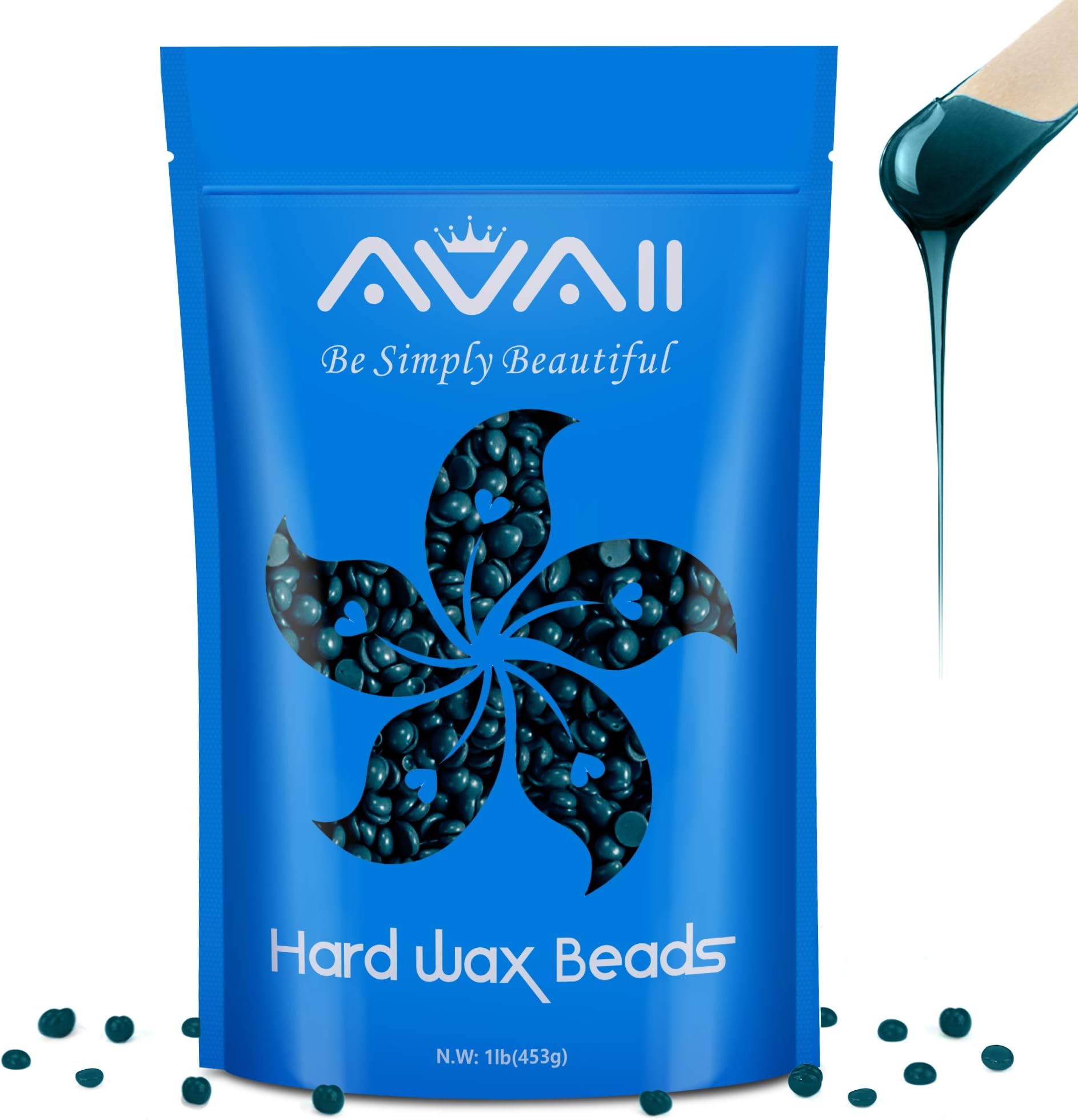AVAII Hard Wax Beans Bikini Wax Facial Hair Removal Pear Wax for Face Brows Brazilian Full Body Women Men Painless Waxing At Home, 453g / 1.1lb