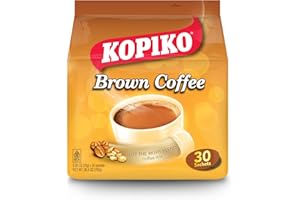 Kopiko Brown Instant Coffee Mix – Authentic Indonesian Volcanic Coffee – Taste the Irresistibly Delicious Coffee with Brown Sugar (0.88 OZ/25gr x 30 Coffee Sachets)
