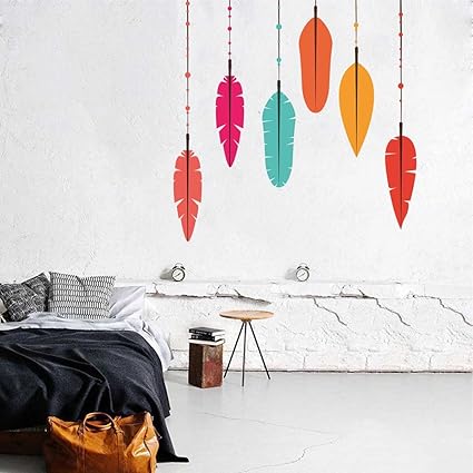 Rawpockets Feather Wall Sticker (PVC Vinyl, 105 cm x 105cm)
