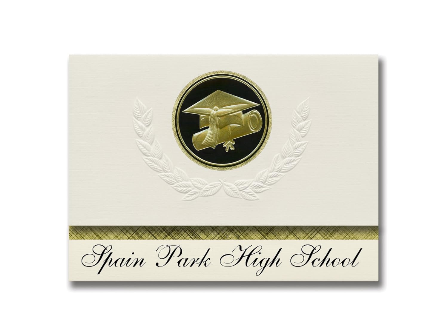 Signature Announcements Spain Park High School (Hoover, AL) Graduation Announcements, Presidential style, Elite package of 25 Cap & Diploma Seal. Black & Gold.