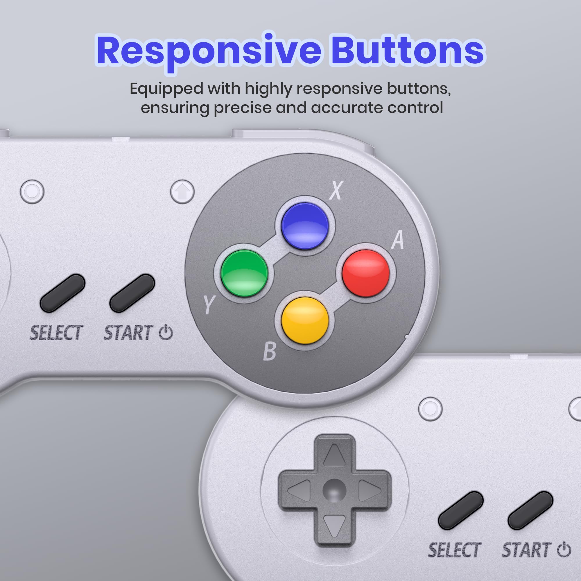 2.4 GHz Wireless SNES Switch Online Controller, SNES & USB Receiver, Compatible with Switch/Switch OLED, PC, Mac OS, Android, Steam, Raspberry Pi, SNES (Rechargeable)(Plug and Play)(2 Pack Multicolor)