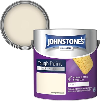 Johnstone's Washable Matt Emulsion Paint Antique Cream 2.5L Highly Durable