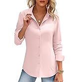 HOTOUCH Women's Button Down Shirts Long Sleeve Dress Shirt Slim Fitted Work Tops Collared Dressy Casual Business Blouses