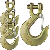 WENHUALI 4 Pack 3/8" Clevis Slip Hook with Safety Latch Grade 70 18,000 Lb | Heavy Duty Safety Chain Hooks Grade 70 Forged Steel for Trailer Truck Transport Tow Winch Hook Trailer