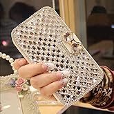 Bonitec Compatible with iPhone 16e Wallet Case for Women Luxury Cute Shiny Bling Glitter Bowknot Crystal Diamond Rhinestone Wallet Flip Stand Kickstand Protective Full Body Cover with Card Slot