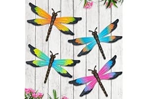 EOORAU Metal Dragonfly Outdoor Wall Decor, 4 pack 14inch Metal Dragonfly Wall Hanging Sculpture Decor for Indoor Outdoor, Yard Patio Fence Garden Decorations
