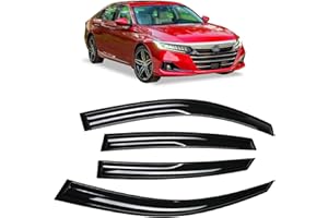 Kinwrdsn Tape-on Sun/Rain Guard Side Window Visor Deflectors Rain Guards for 2018 2019 2020 2021 2022 Honda Accord Smoke Tinted 94198，Window deflectors
