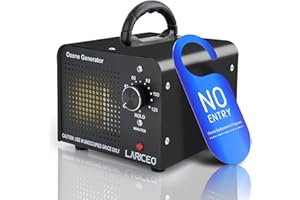 LARICEO 12000mg/h High Capacity Ozone Generator, Commercial Ozone Machine Odor Removal, Home Ozone Generator for Car, Smoke, Home, Pet, etc (Black)