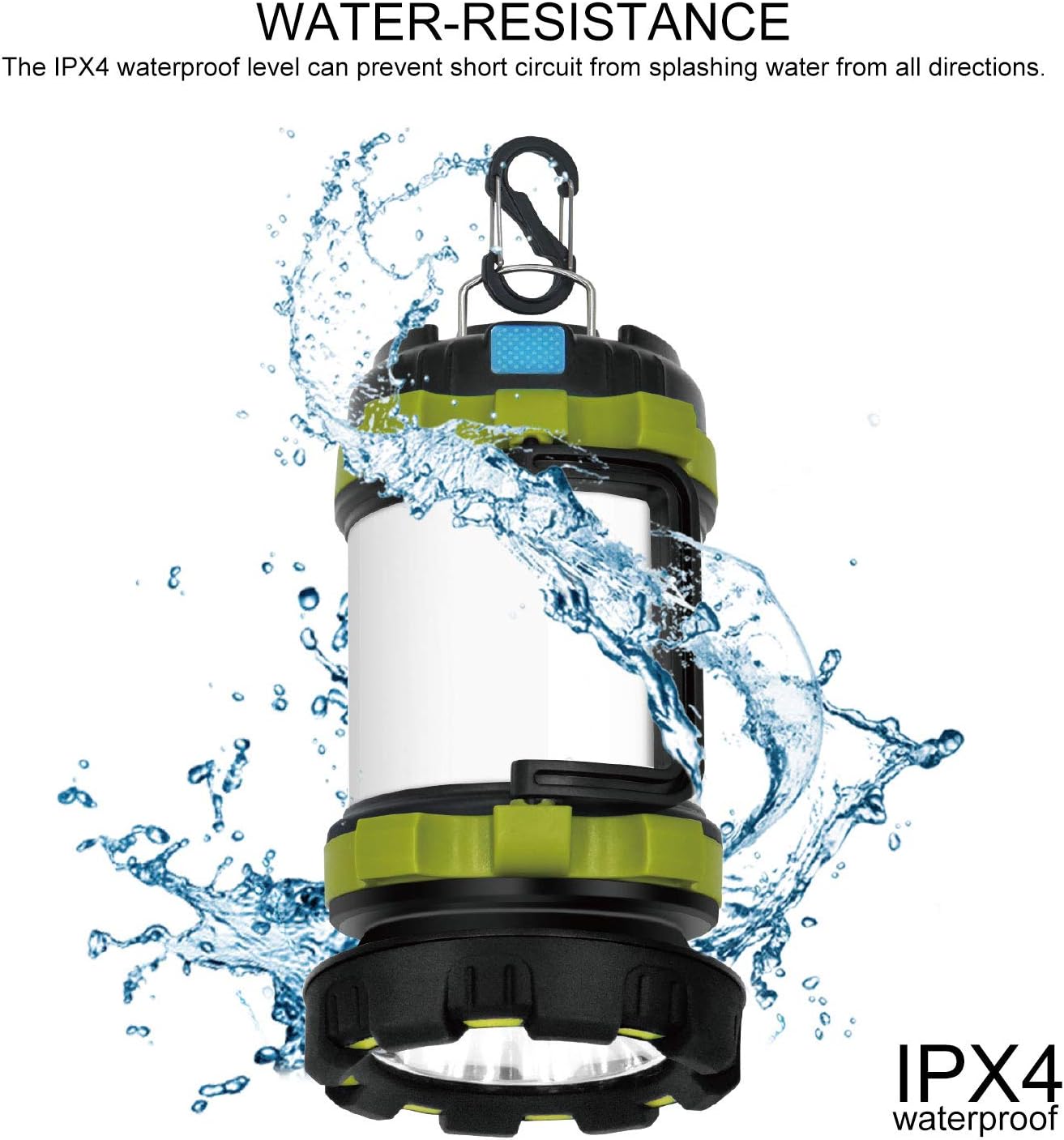 Consciot Rechargeable Camping Lantern Flashlight, LED with 6 Modes, 3600mAh Power Bank, IPX4 Waterproof, Two Way Hook, Portable with USB Cable for Emergency, Camping, Hiking, Outdoor Activities - - 