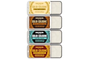Viking Revolution 4 Pack Solid Cologne for Men - Men's Cologne Gift Set Including Coffee and Whiskey, Palo Santo, Sea Salt, Bourbon and Suede - Travel Size Gifts for Men (0.5 Oz each)